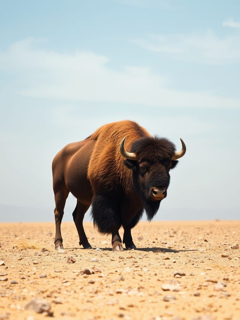 Majestic Bison in Arid Western Landscape