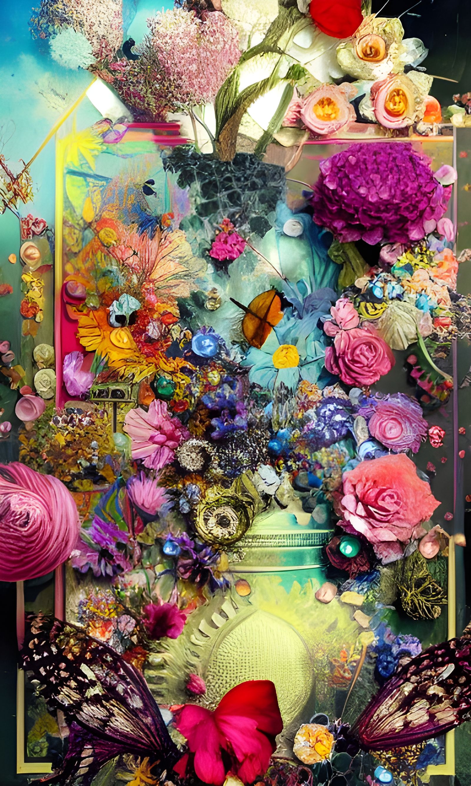 Maximalist Floral Explosion Digital Collage