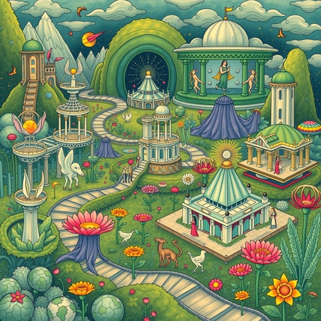 Mythological World: Colorful Fantasy Utopia