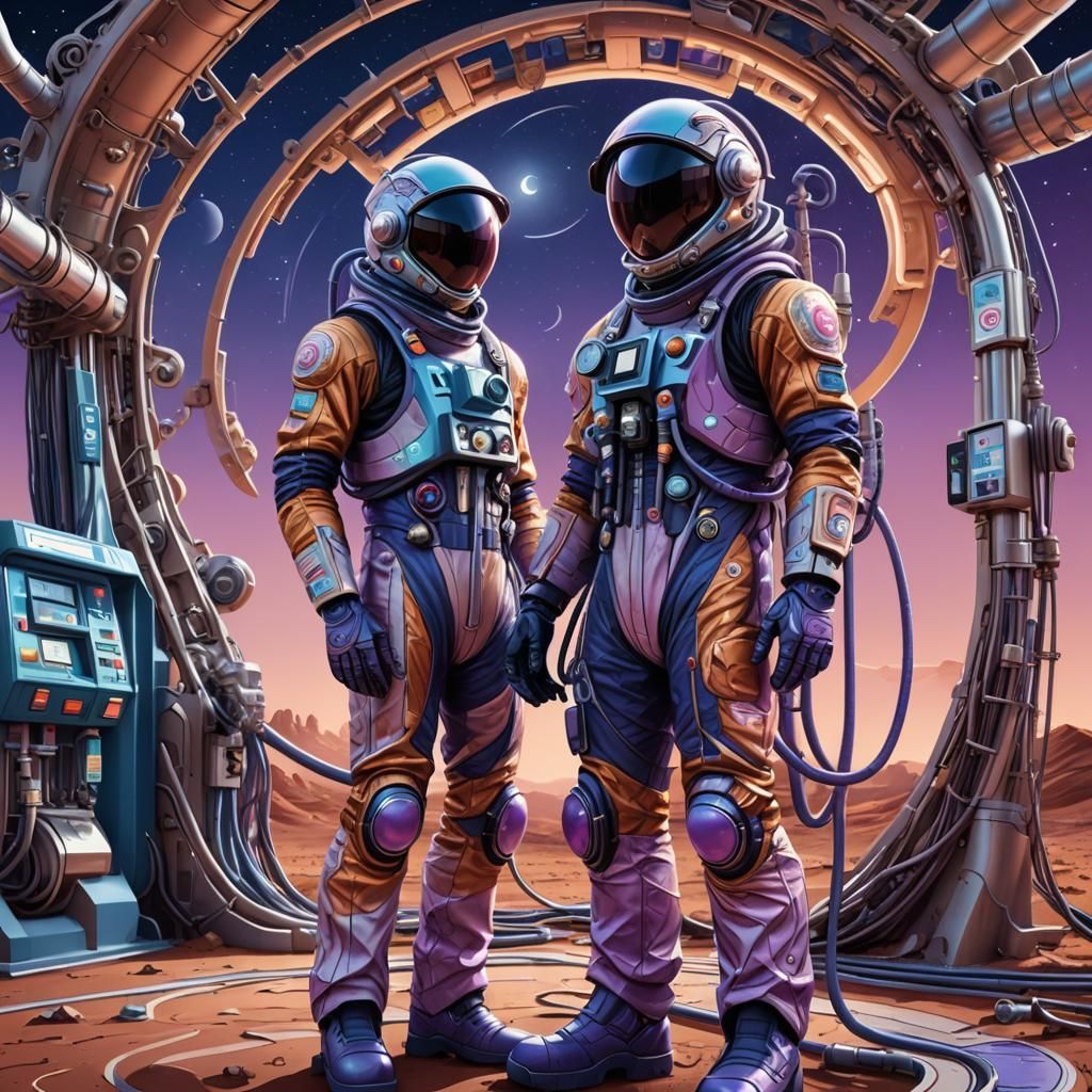 Martian Gas Station with Fractal Alien Attendant