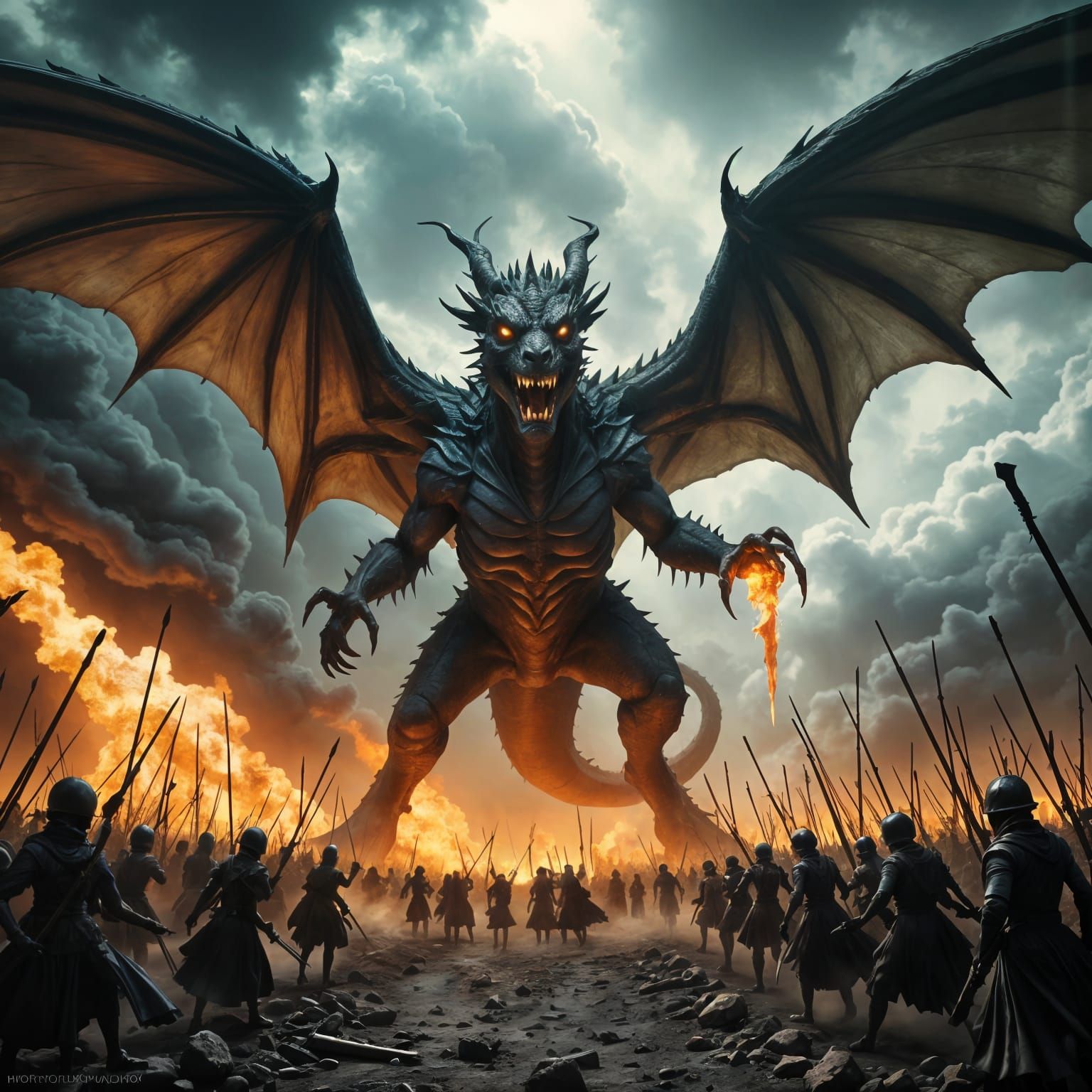 Epic Dragon Unleashes Fury on Army Below