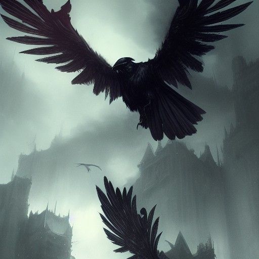 Dark Fantasy: Death, Ravens, and Porcelain Mask
