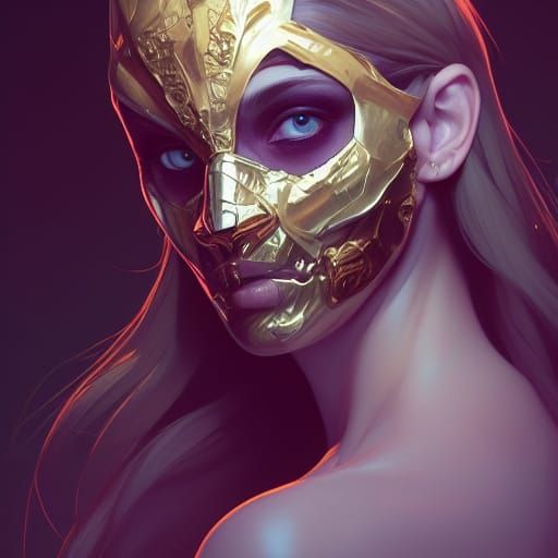 Skull Masked Girl Portrait in Hyperdetailed Style