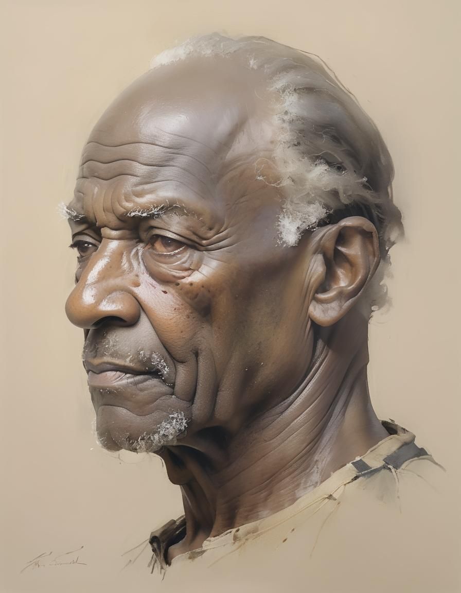 Studio Oil Painting of an Elderly Man