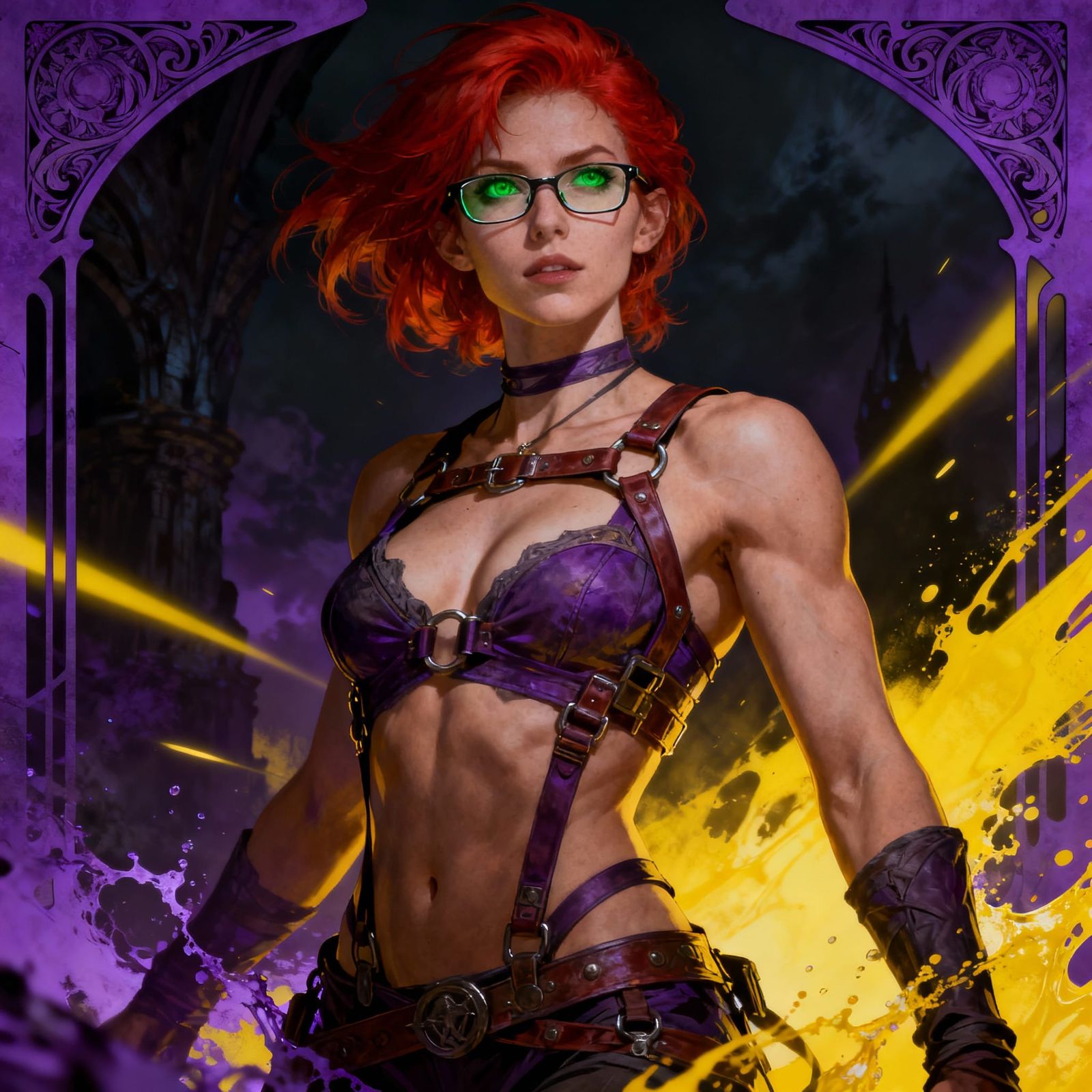 Dark Fantasy Concept Art of a Muscular Red-Haired Woman