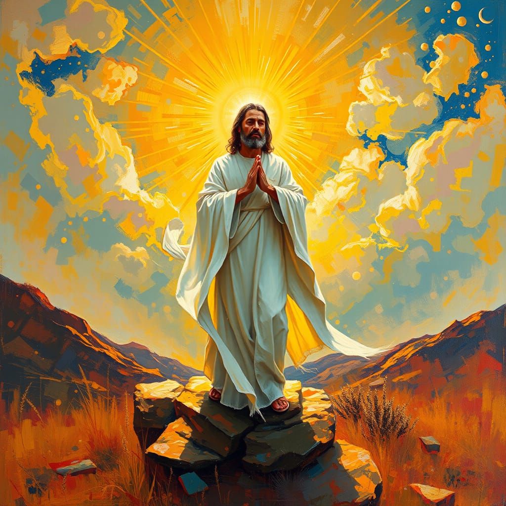 Celestial Witness in Neo-Impressionist Style