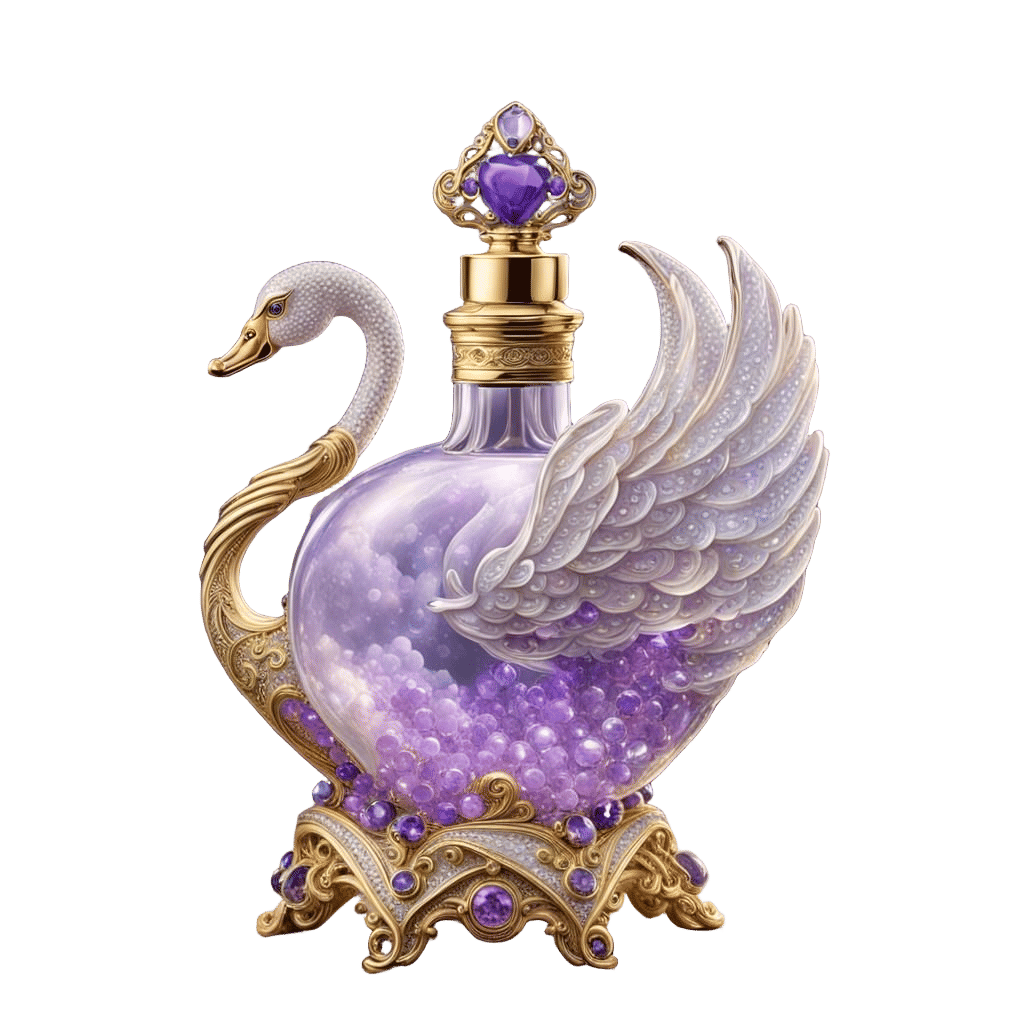 Swan Perfume Bottle with Purple Jewels