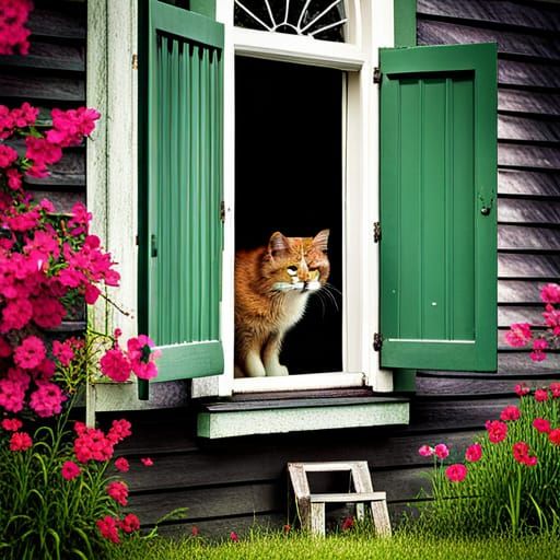 Homeless Cat Yearning for Home: Hyperrealistic Photo