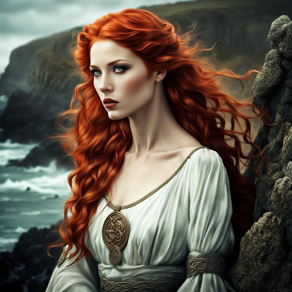 Beautiful Celtic Maiden Portrait in Digital Art Style