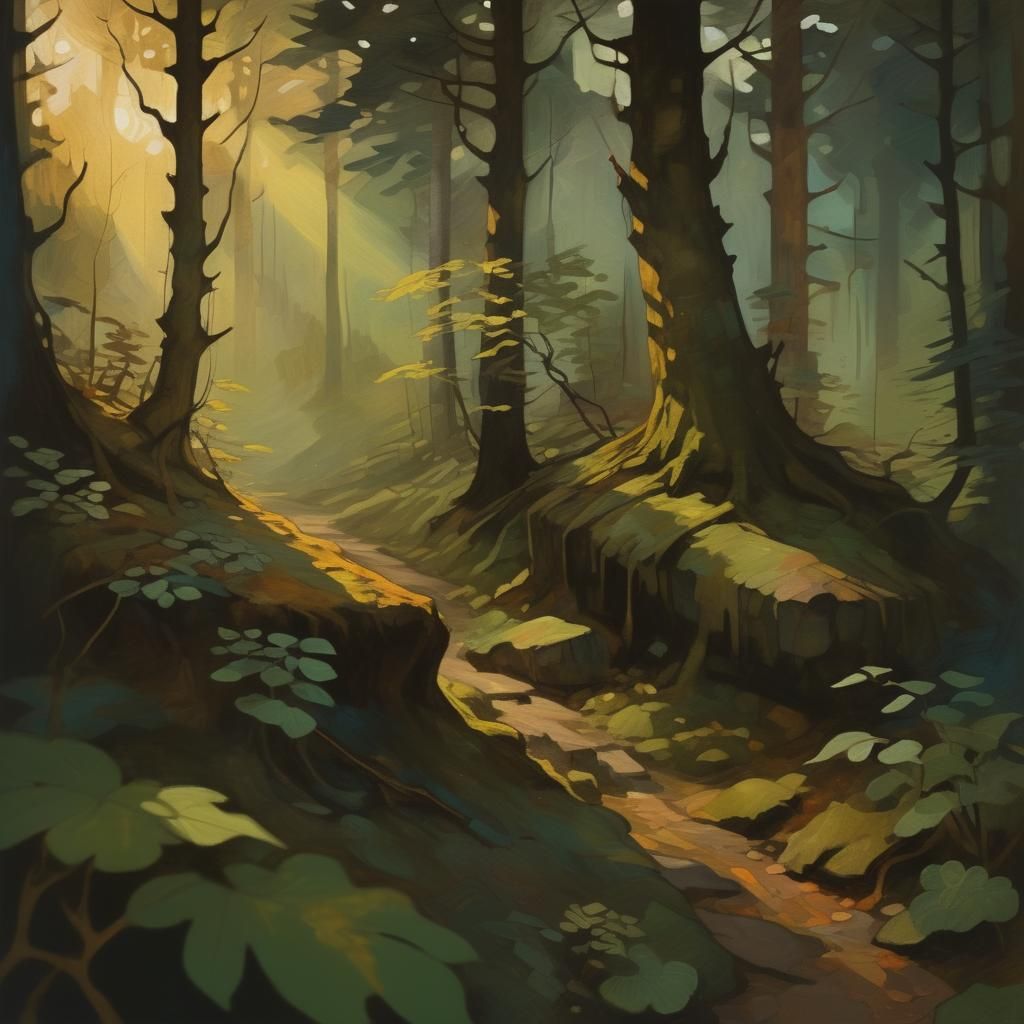 Mysterious Forest Creatures in Expressionist Style