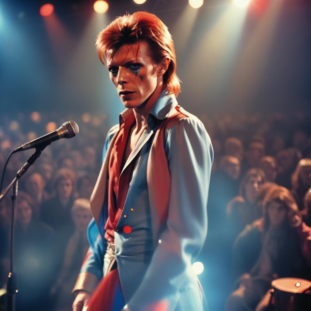 David Bowie and Superman: 1970s Polaroid Photograph