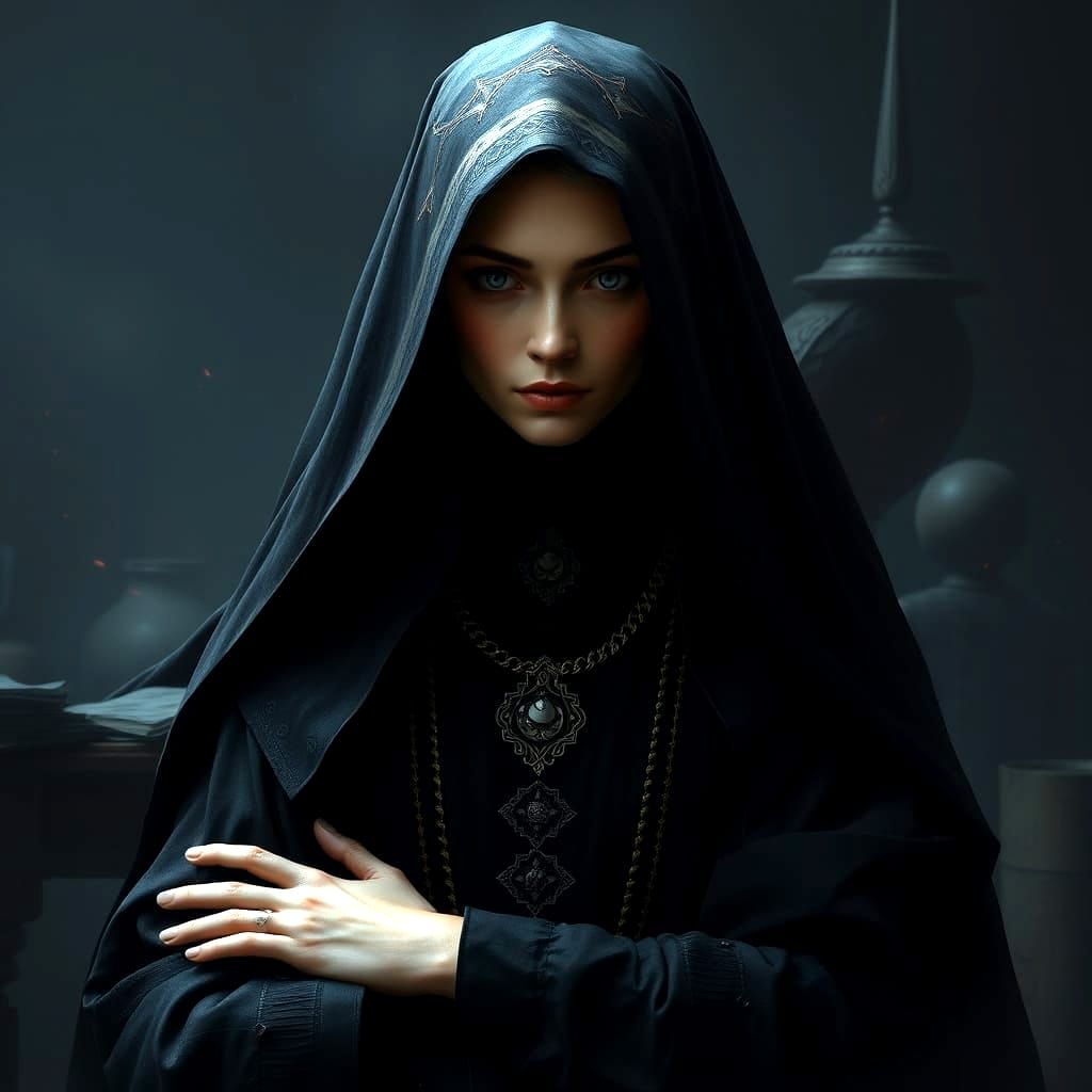 Enigmatic Bene Gesserit Prophetess in Dark Splendor