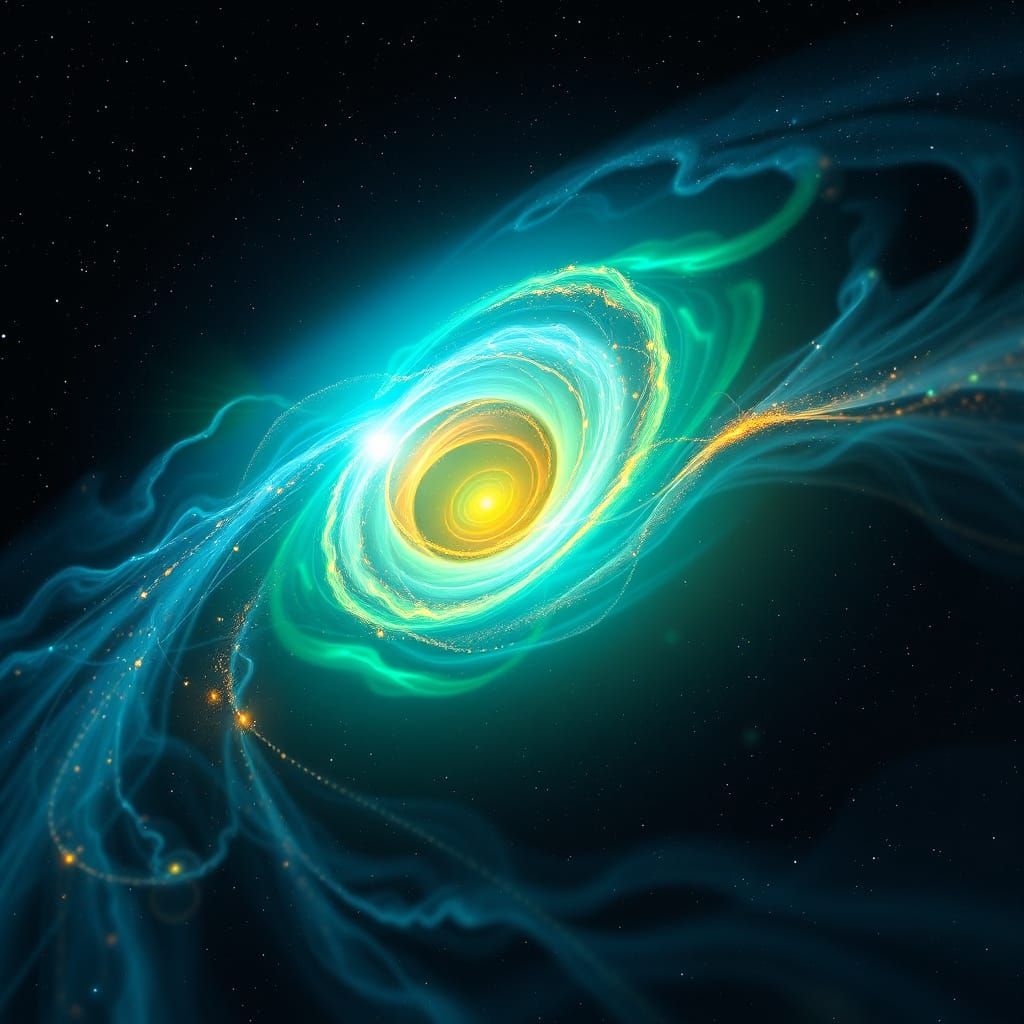 Surreal Cosmic Quasar Radiating Electric Light