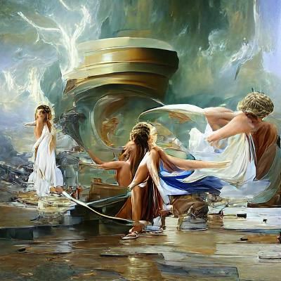 Greek Gods and Goddesses in Oil Painting Style