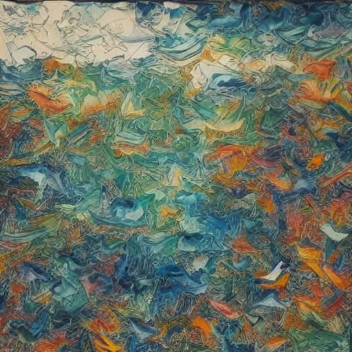 Hyperrealistic Coral Reef Landscape with Birds