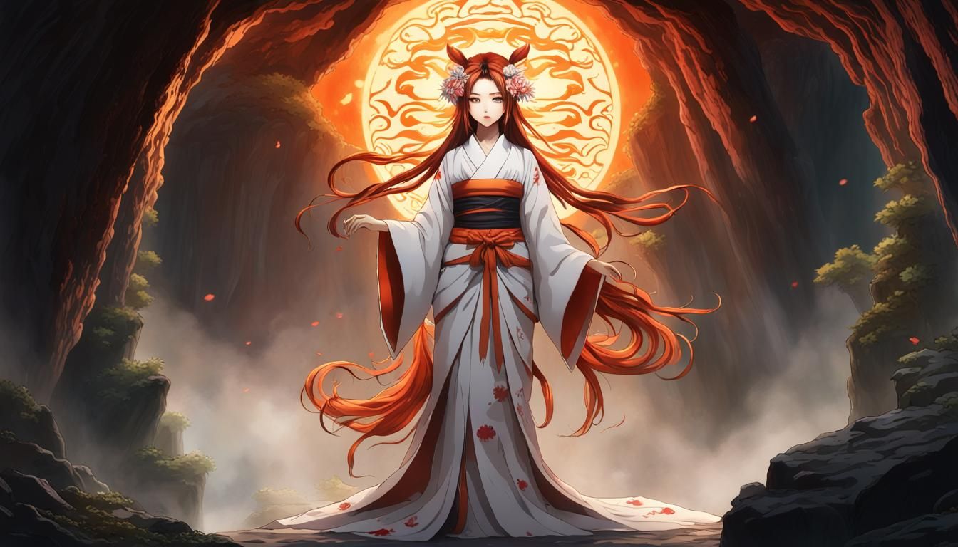 Uzume: Goddess of Mirth in Dark Fantasy Art