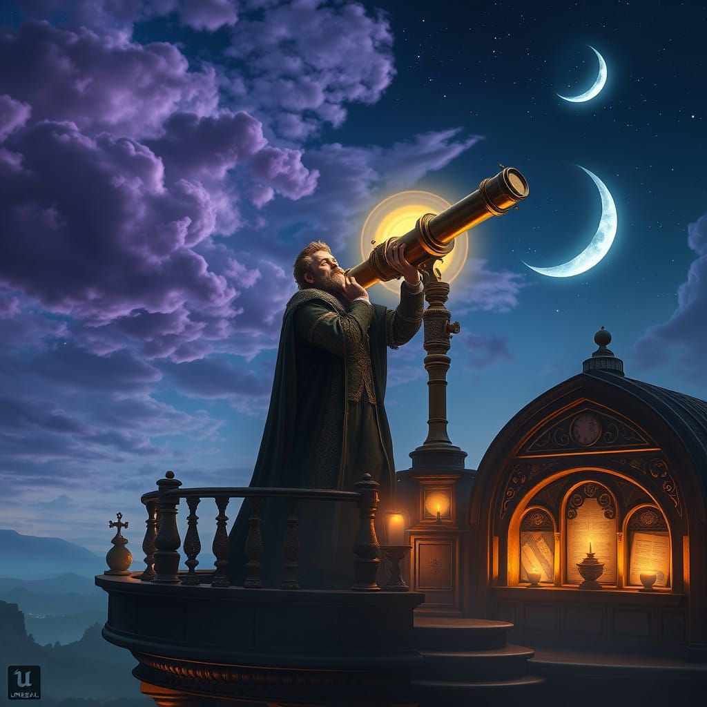Tycho Brahe Discovers Celestial Wonders with Antique Telesco...