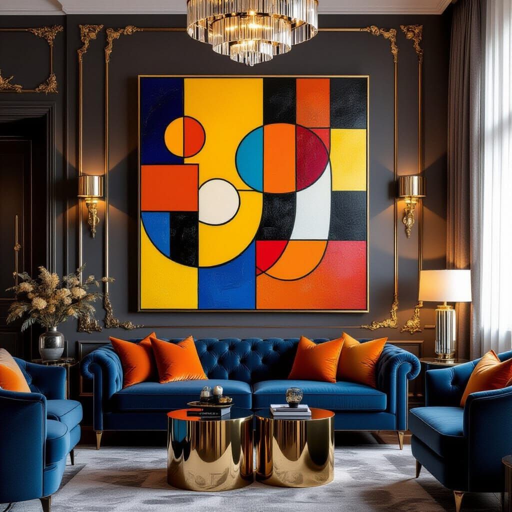 Bold Abstract Painting in Luxurious Room