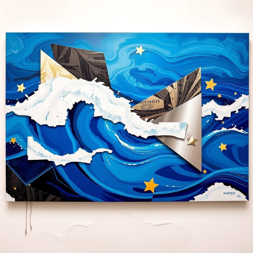 Ethereal Abstract Composition in Ultramarine and Cerulean