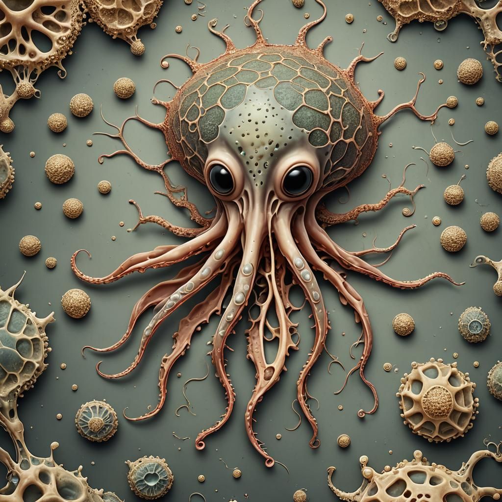 Whimsical Amoeba Creature in Surreal Style