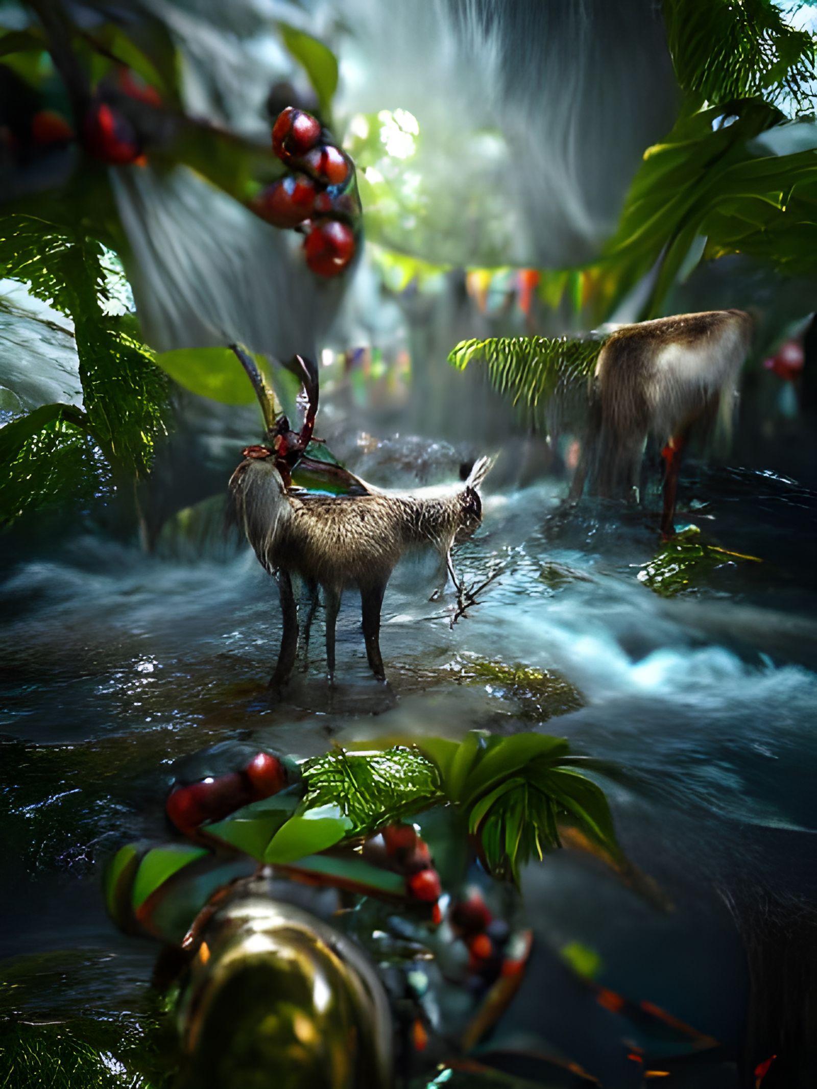 Reindeer in Rainforest Concept Art
