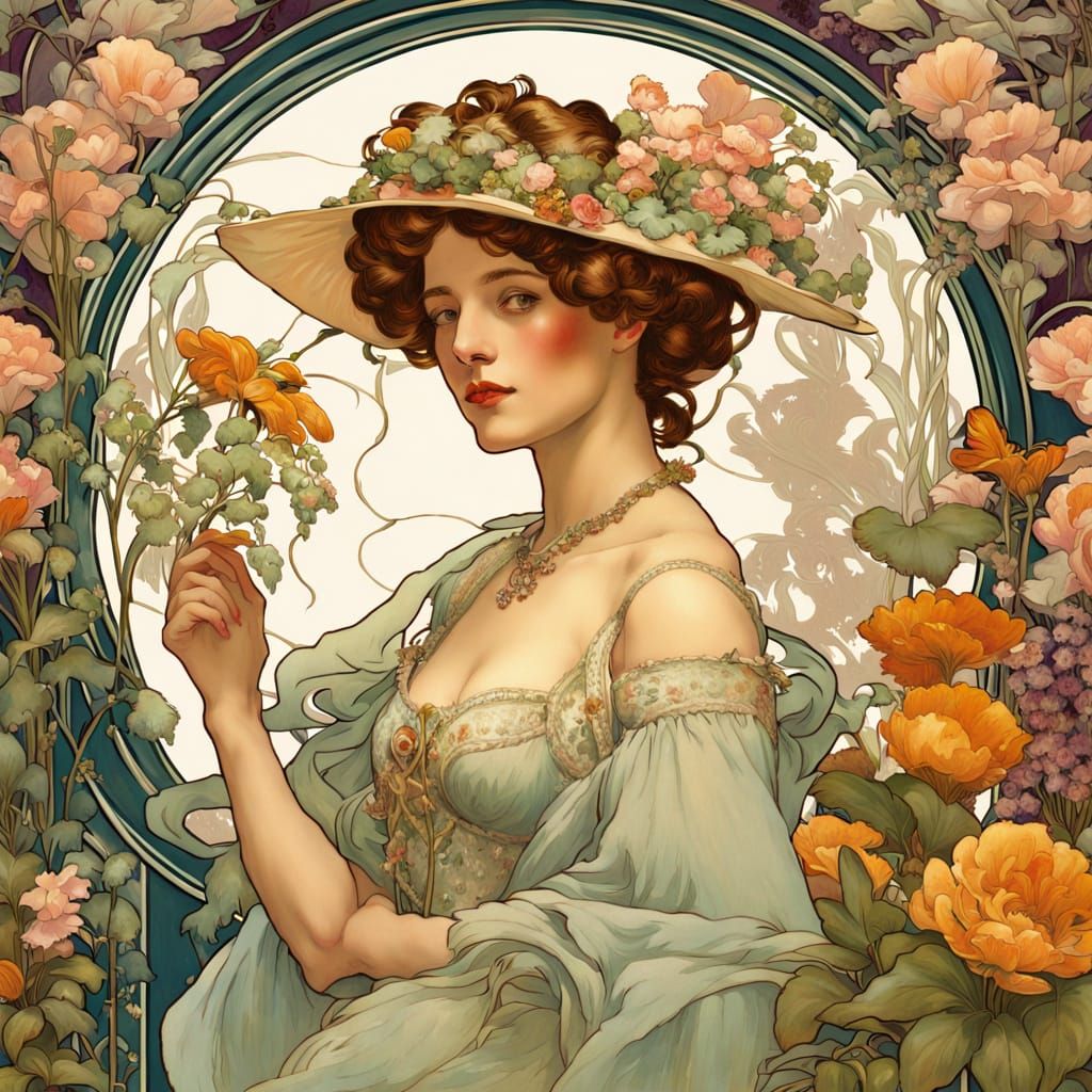 Art Nouveau Portrait of Victorian Aristocrat