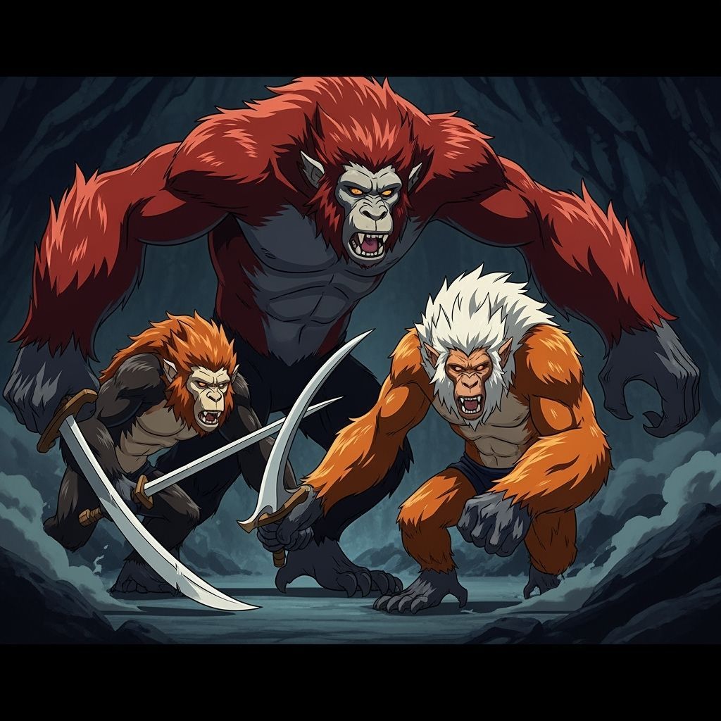 Primal Apefolk Warriors in Dark Underworld