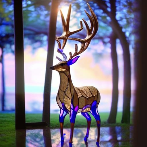 Stained Glass Deer Ornament in Faberge Style