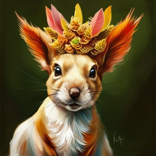 Squirrel Queen with Pinecone Crown: Hyperdetailed Illustrati...