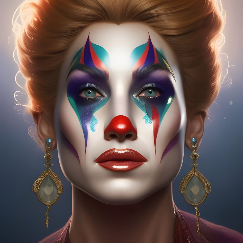 Clown Portrait in Art Nouveau Style