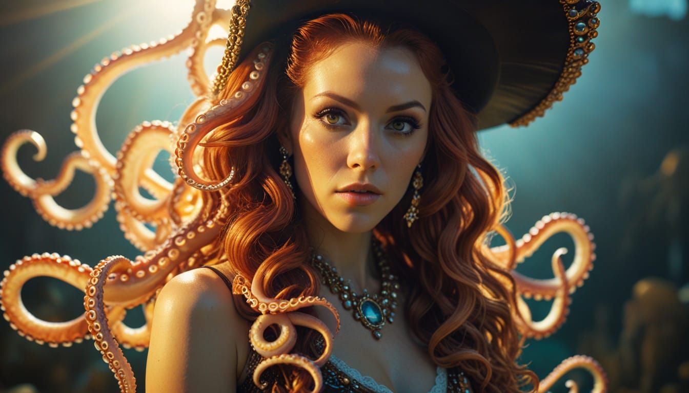 Octopus Pirate Woman in Cinematic Style