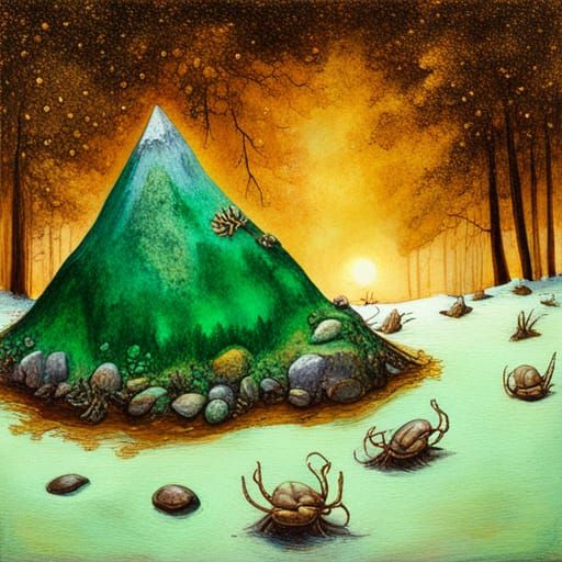 Emerald Anthill Fantasy in Style of Hieronymus Bosch