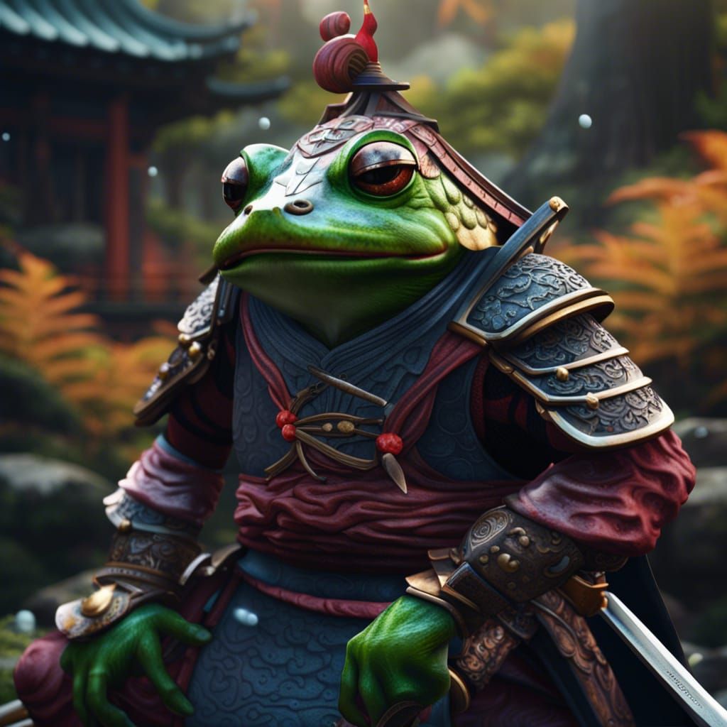 Samurai Frog Fantasy Concept Art in 8k