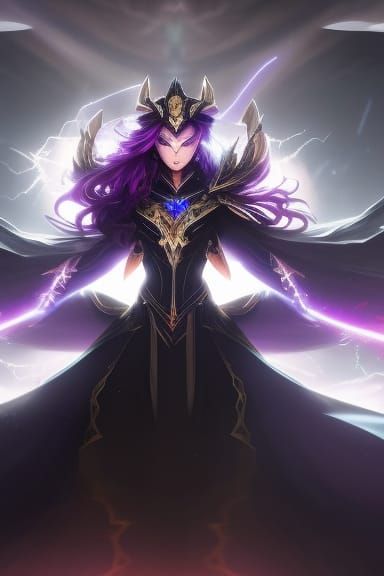 Chaos Magician Portrait with Purple Glow and 3D Shading