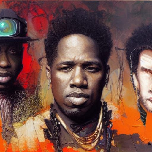 A Tribe Called Quest as Dieselpunk Oil Painting