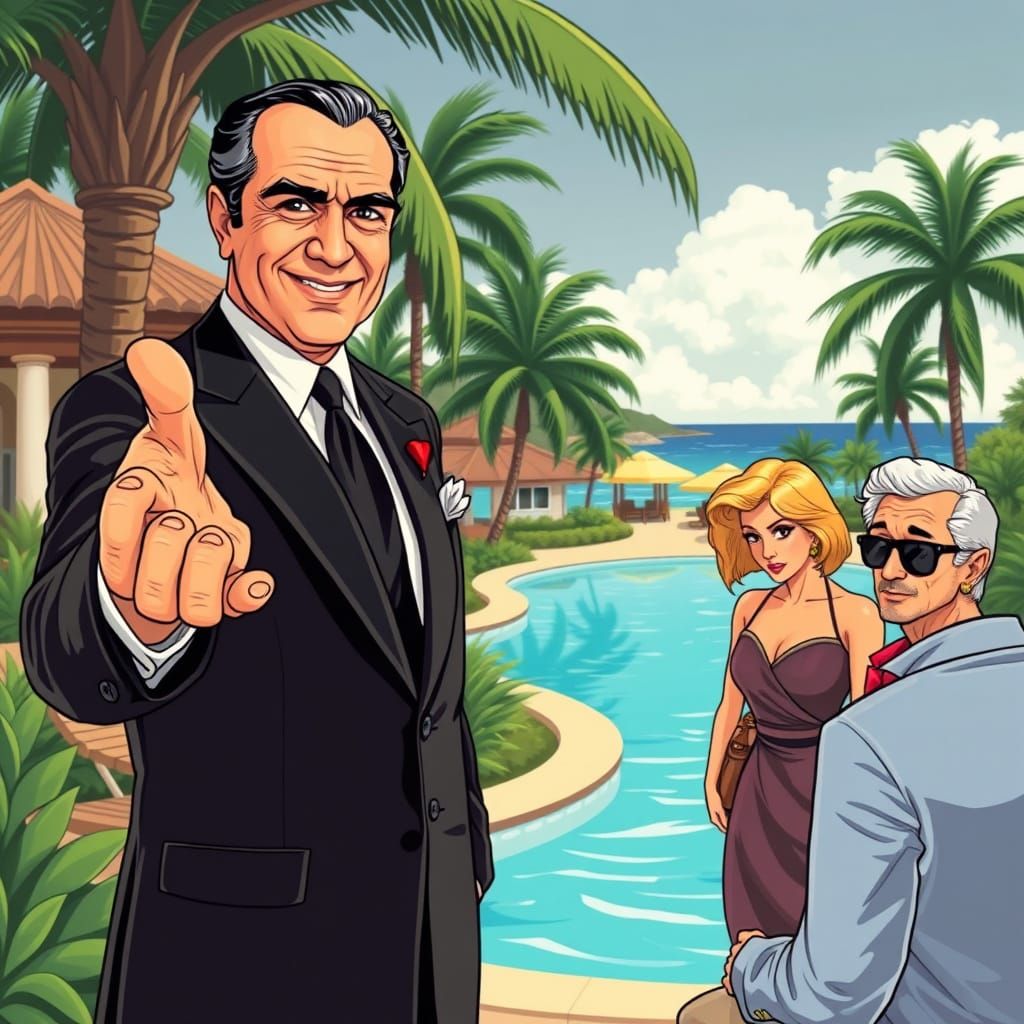 Timeshare Pitch: Retro Illustration in Film Noir Style