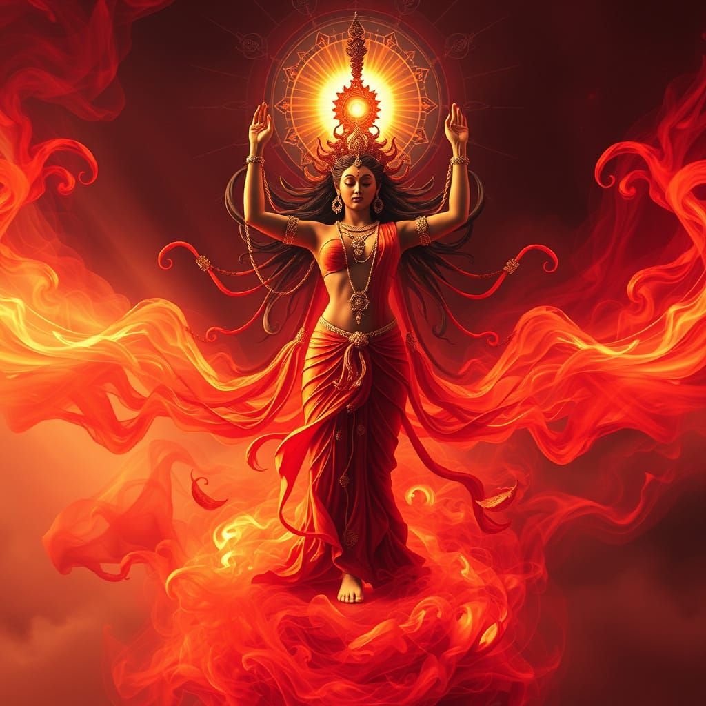 Surreal Goddess Emerges from Cosmic Dance