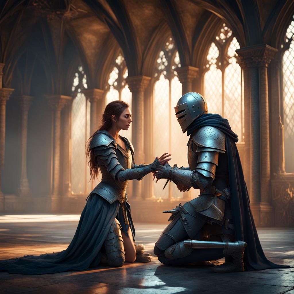 Knight Offers Allegiance to Fairy Lady