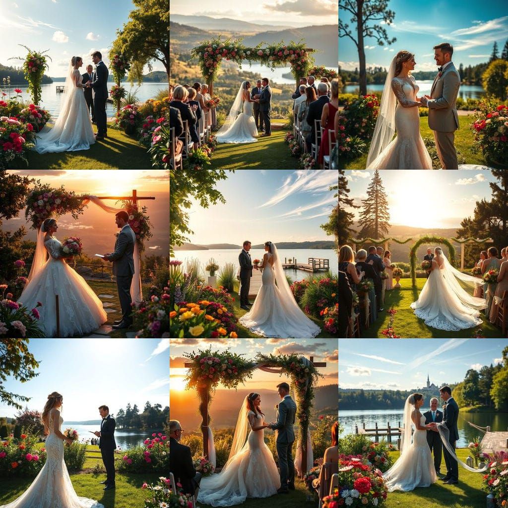 Breathtaking Hyperrealistic Outdoor Wedding Scene