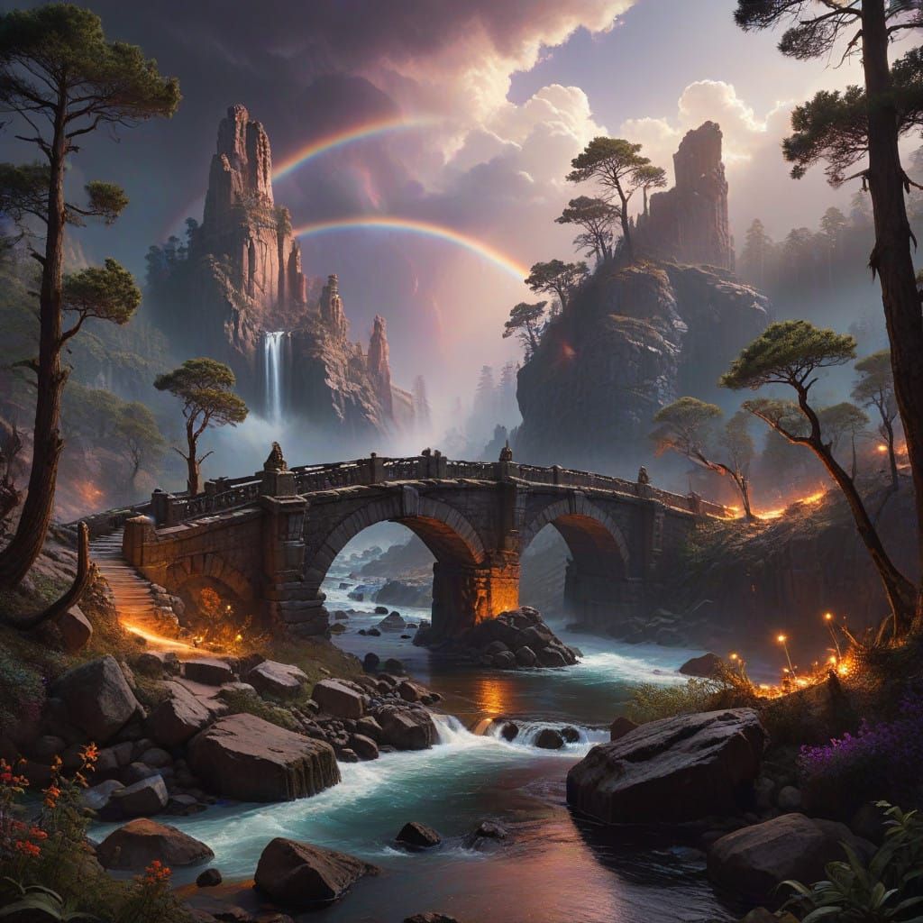 Majestic Bridge in Baroque-Inspired Landscape