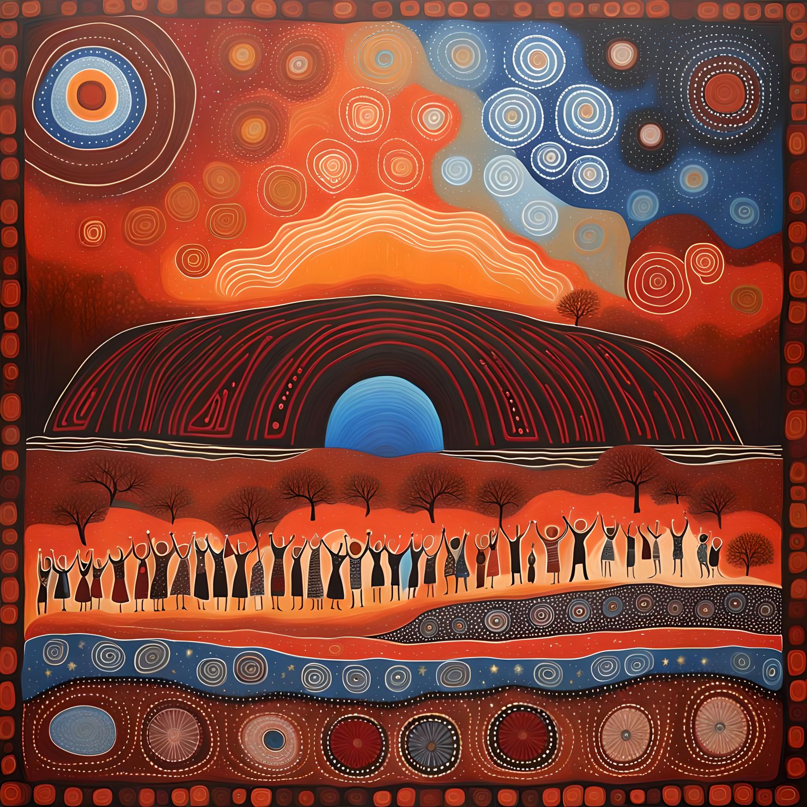 Uluru and Ancestral Spirits in Dreamtime Art