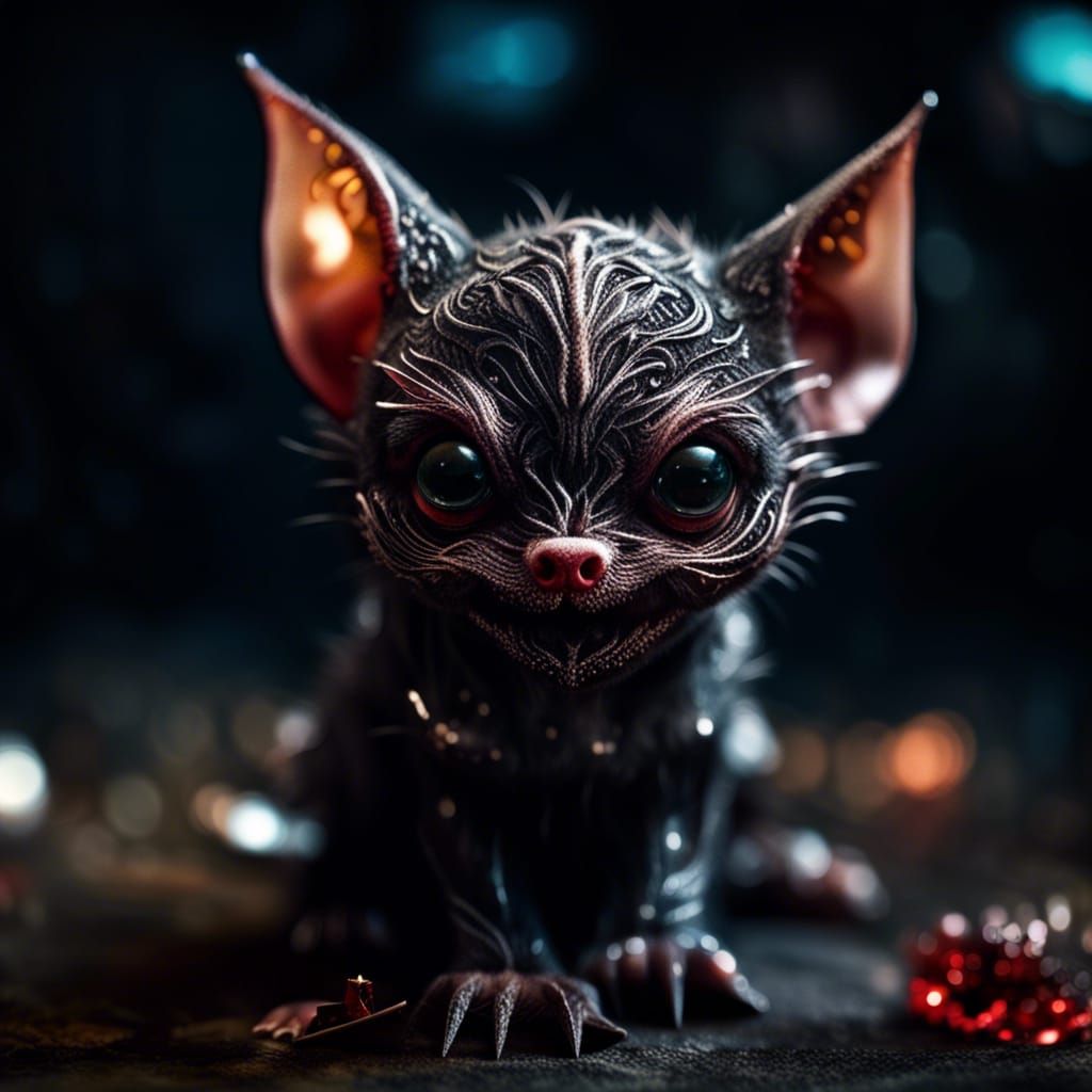 Cute glittering Vampire bat kitten