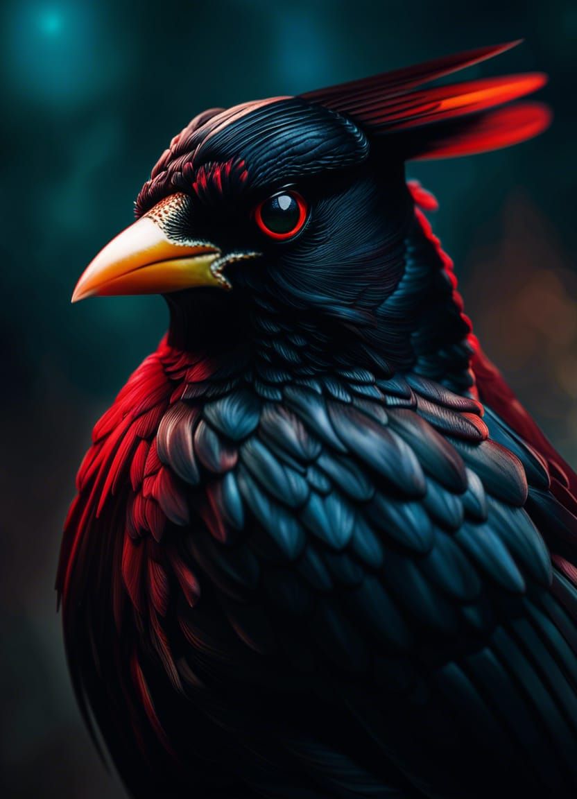 Redwing Blackbird Warrior Portrait in Dark Fantasy Style