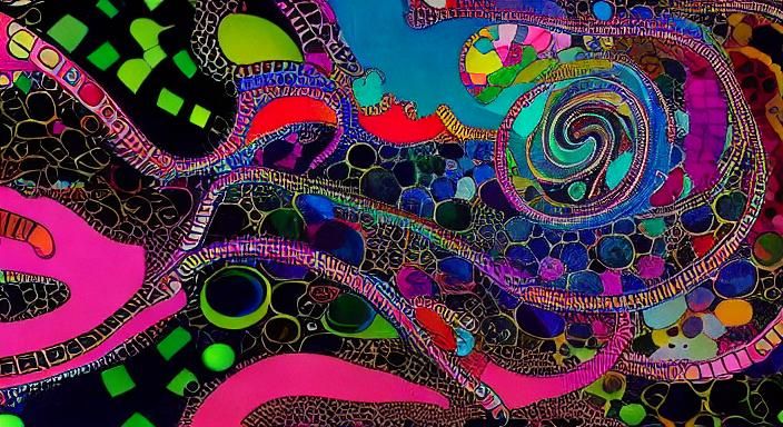 Kaleidoscopic Garden River in Surrealist Style