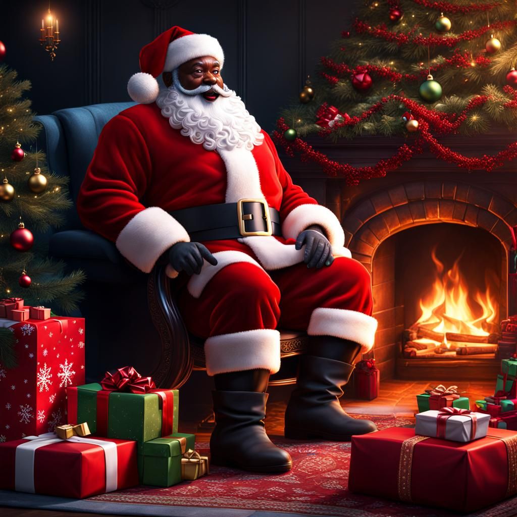 Black Santa Claus with Toys: Matte Painting