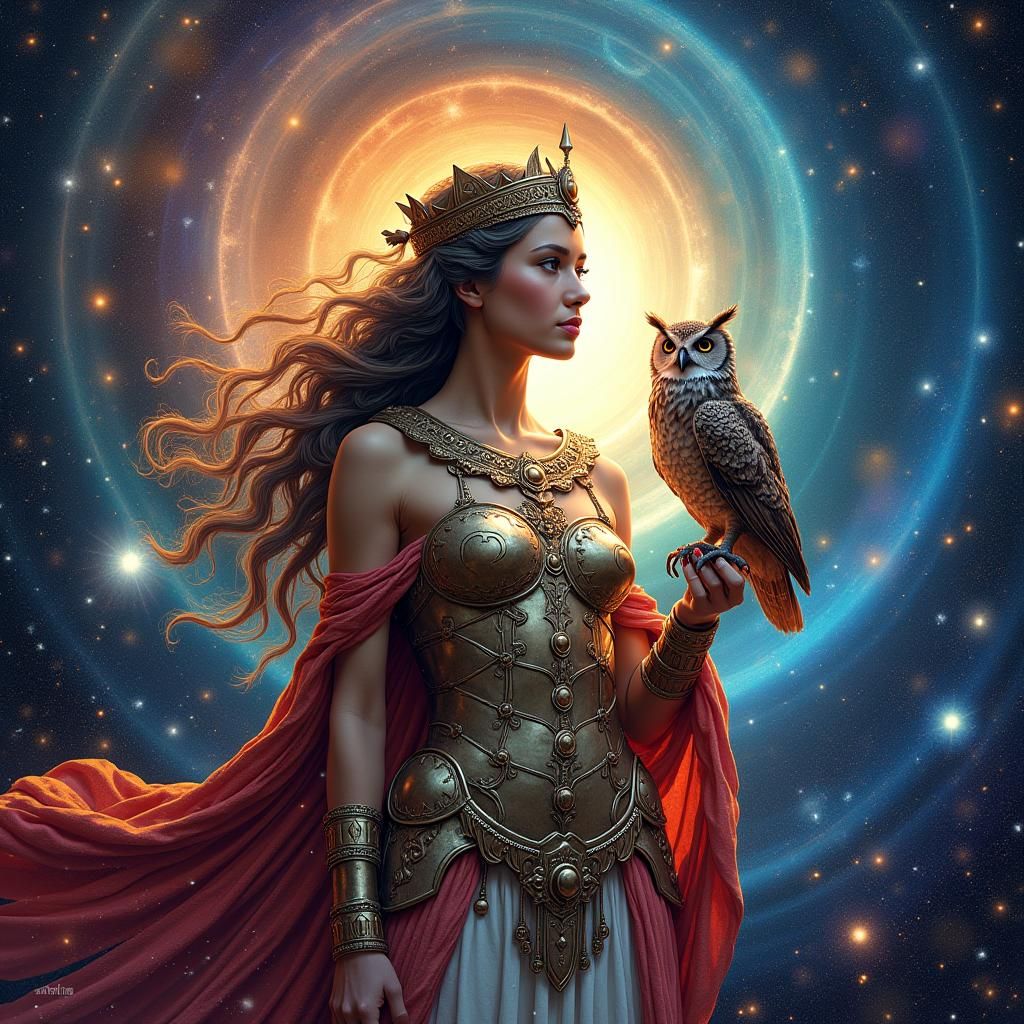 Athena in Astral Vortex, Holographic Illustration