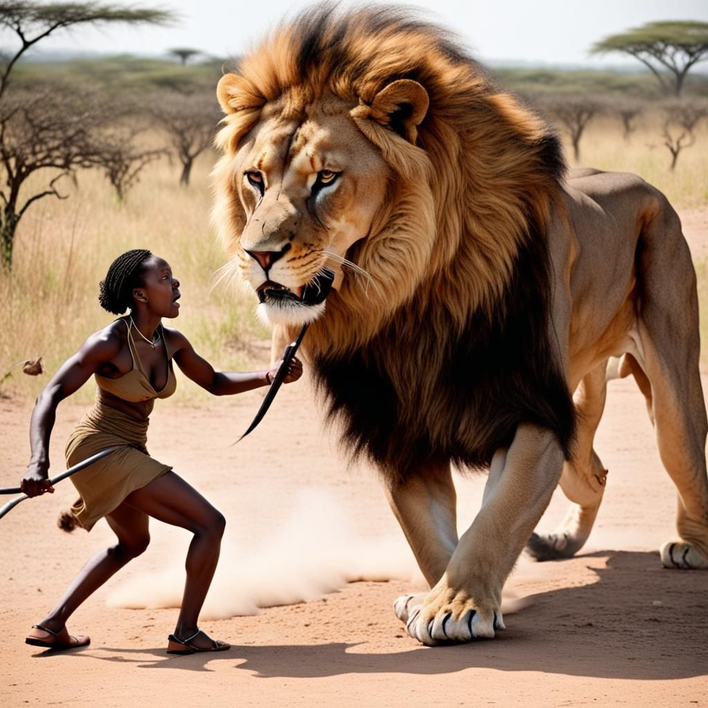 African Woman's Courageous Fight Against a Lion