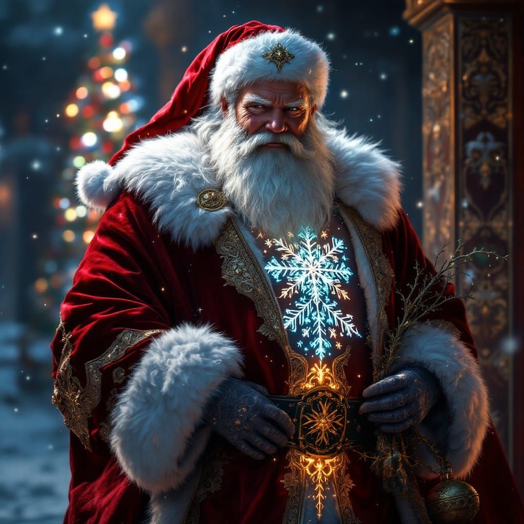 Enchanting Santa Claus in Resplendent Velvet Suit with Biolu...