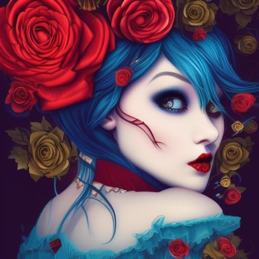 Eerie Victorian Woman in Candy Art Style