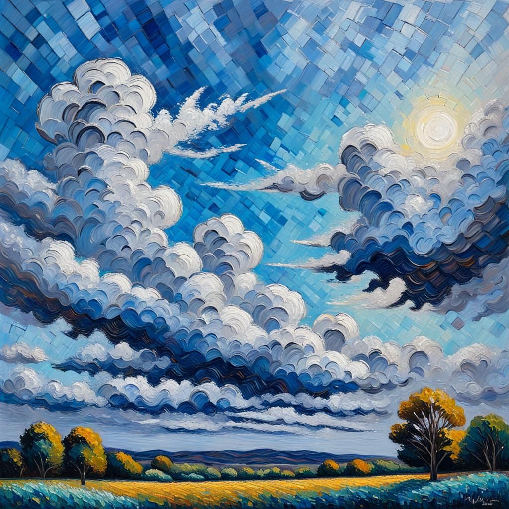Expressionist Sky with Impasto Oil Paint Textures
